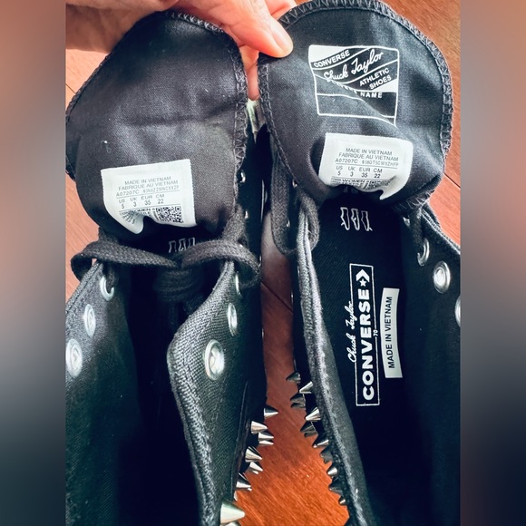 Converse Taylor All Star 70 High Top platform Sneaker Black and White with Studs - Picture 17 of 17